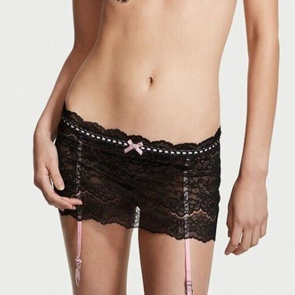 Victoria's Secret Ribbon Slot Quarter Cup Bra & Garter Skirt/Thong 34B / Small - Picture 3 of 14